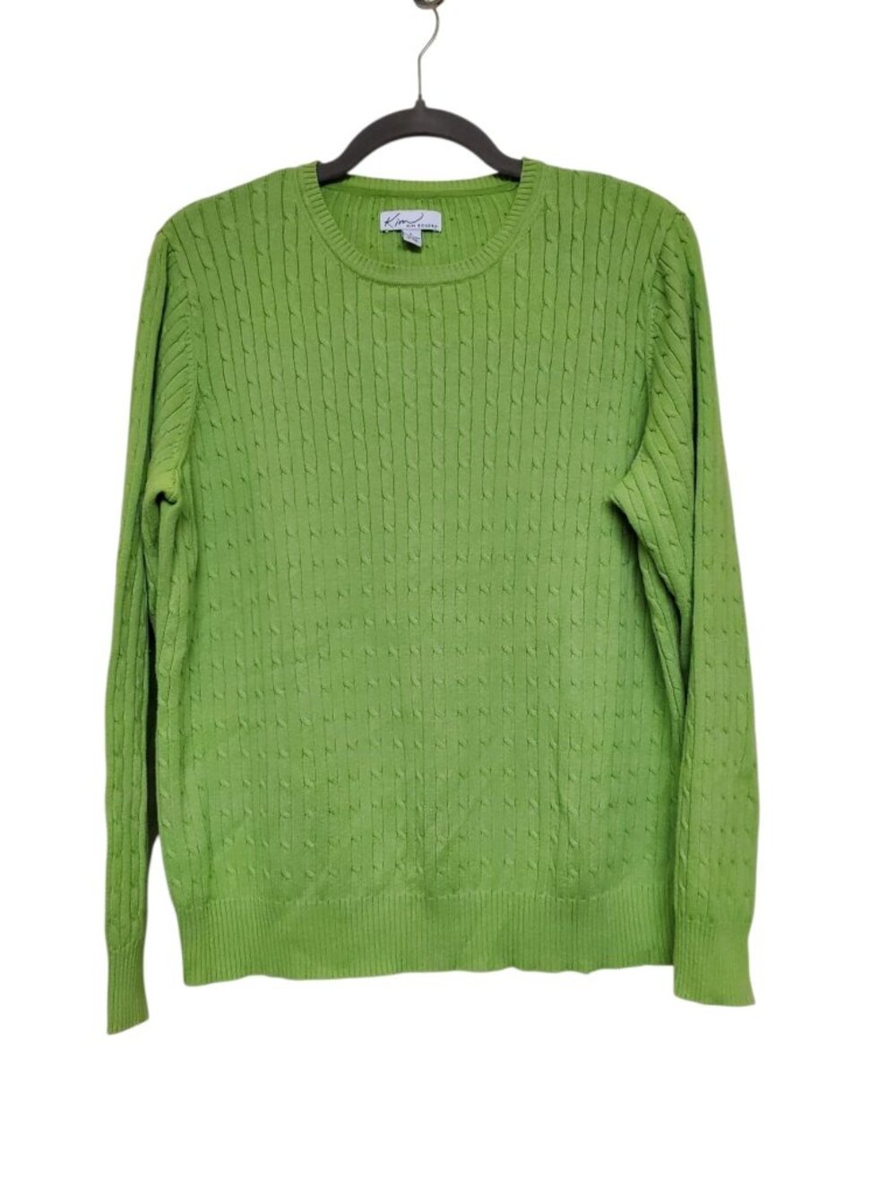 KIM Kim Rogers Women's Soft 100% Cotton Cable Knit Crew Neck Sweater Size L